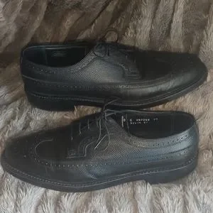 Vintage Florsheim Imperial black Men\'s Blucher shoes 10C Florsheim Imperial 92604 Kenmoor Black 10C Longwing Broque  main image 2